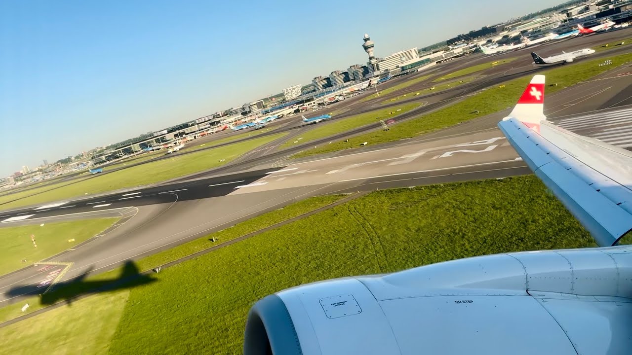 Gorgeous Amsterdam Take-off – SWISS Airbus A220-300 – HB-JCJ – AMS – SCS 78