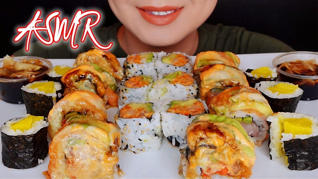 HALLOWEEN SUSHI + ROLL NINJA ROLL MUKBANG (EATING SOUND) | D-LICIOUS ASMR