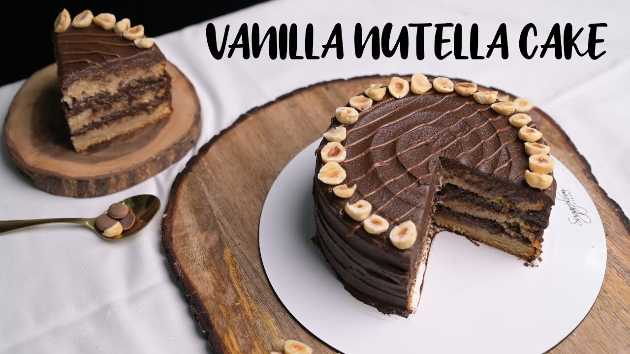 VANILLA NUTELLA CAKE | Eggless & Delicious