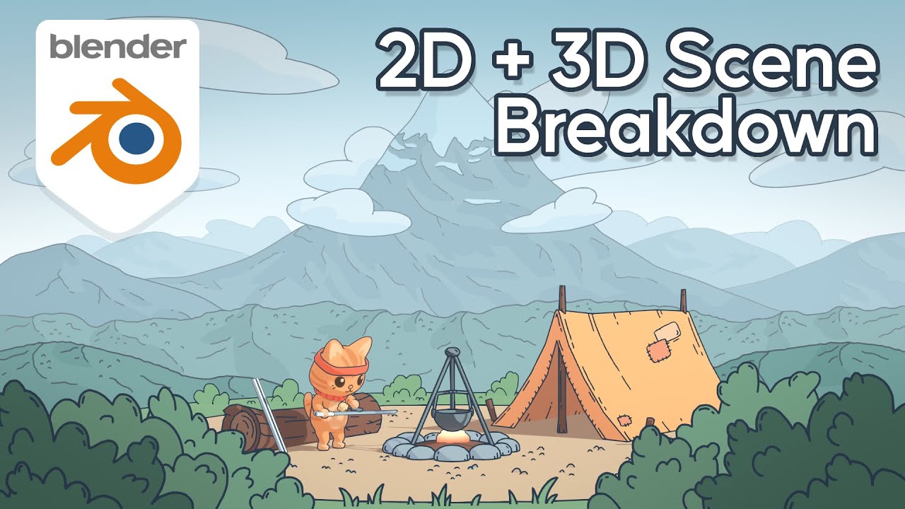 Blender 2D/3D Campfire Scene with Grease Pencil - Breakdown + Tips