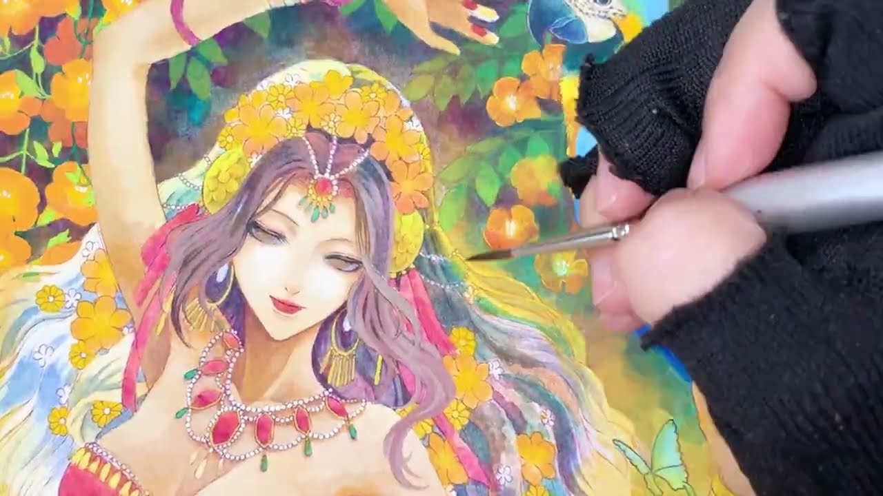 アクリル絵の具メイキング(オリジナルイラスト) / Acrylic painting.(Original art)