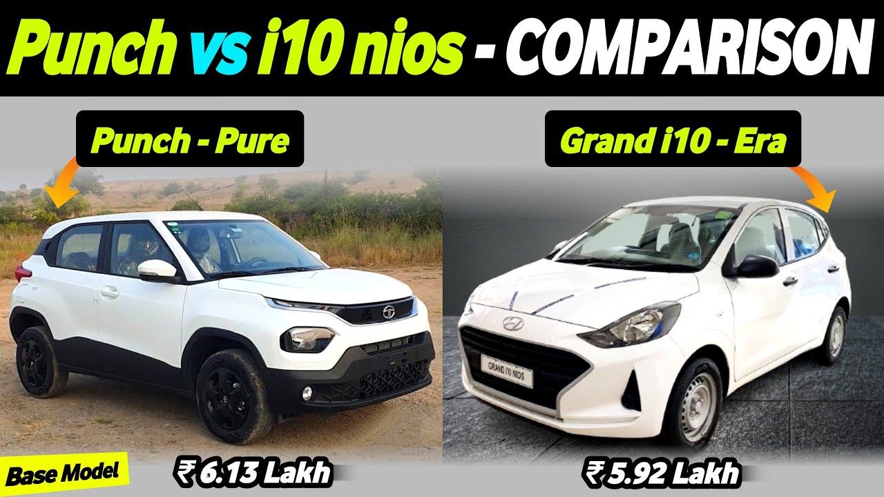 Tata Punch Pure vs Grand i10 Nios Era - Comparison | Tata Punch vs Grand i10 nios Base Model 🔥