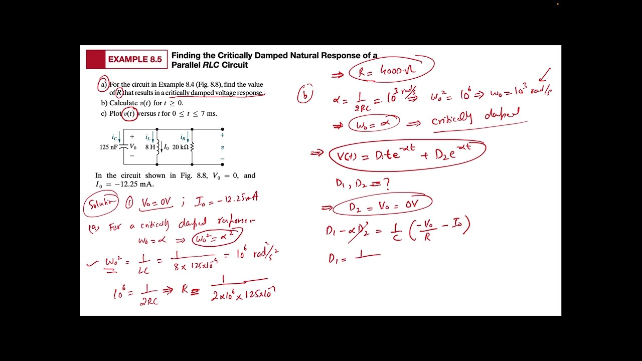 Lecture_6D: Circuit Problem – Critically damped Natural Response of a Parallel RLC circuit
