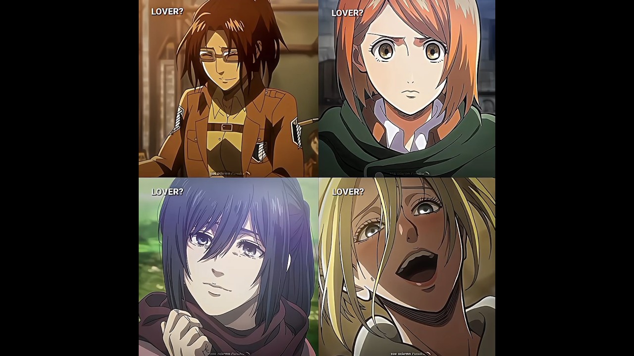 hanji X Levi, petra X oluo, Mikasa X Eren, Annie X Armin #lovestory #bigboy #attackontitan #aot #fyp