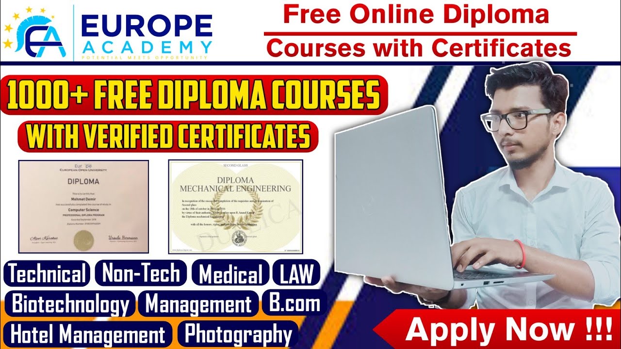 Free diploma courses with certificate online | Europe Academy Germany | free certificate @fzfact