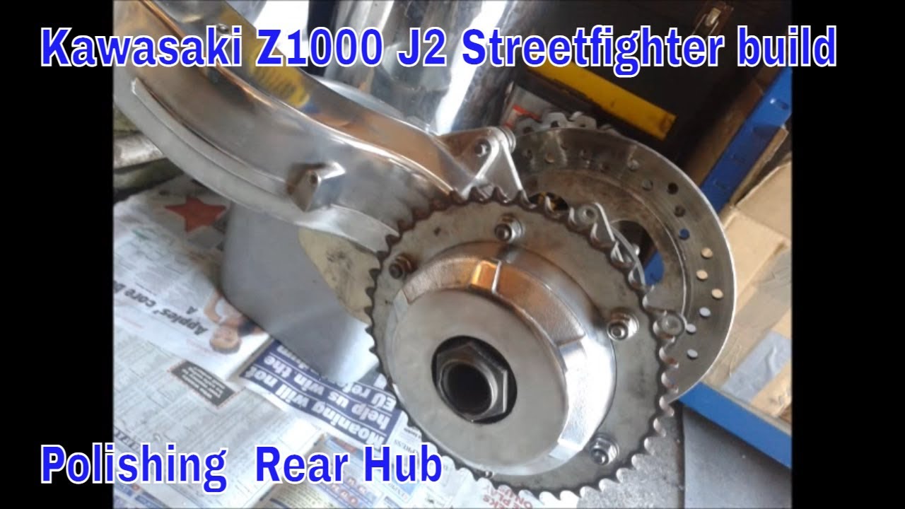 Kawasaki Z1000 J2 Streetfighter build  - Polishing  Rear Hub - Part 4