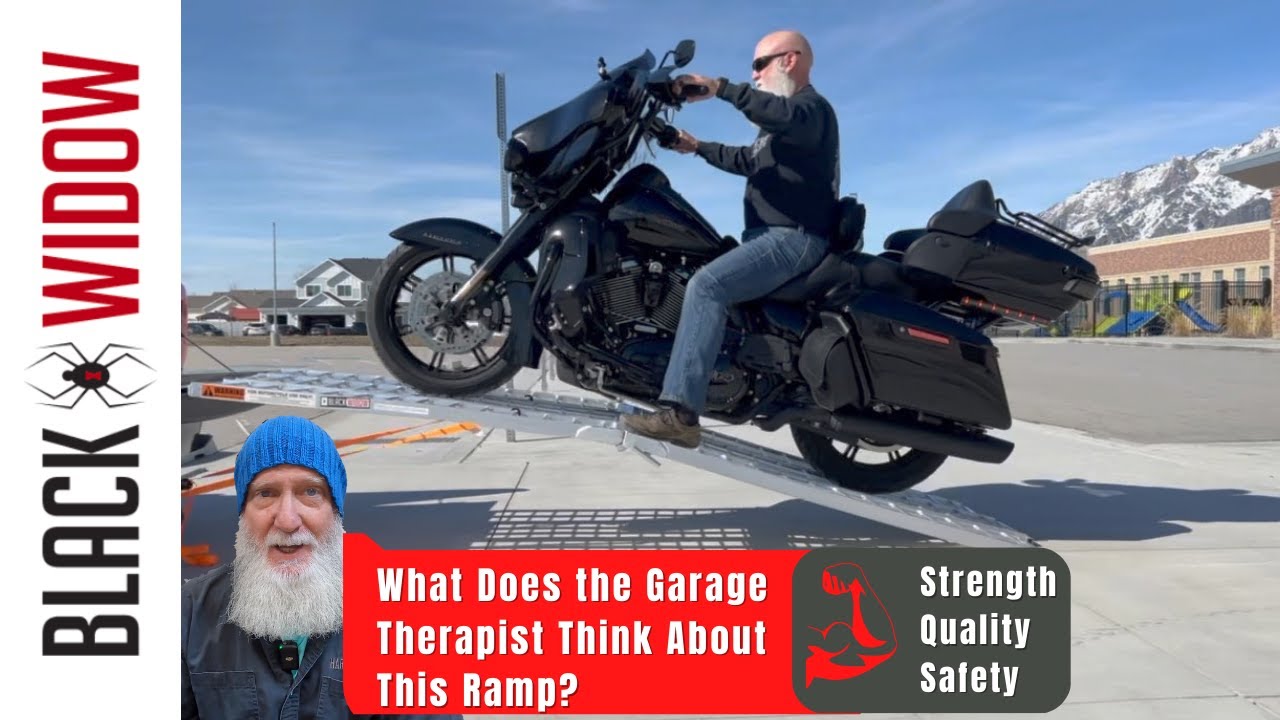 Black Widow Motorcycle Ramp | #blackwidowreview #garagetherapy #therapist #sturgis