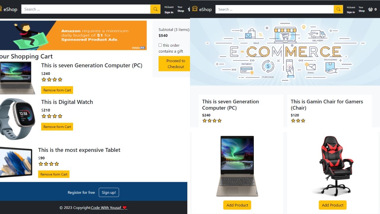 React eCommerce Website | Building an eCommerce Website with React | Amazon Clone using React