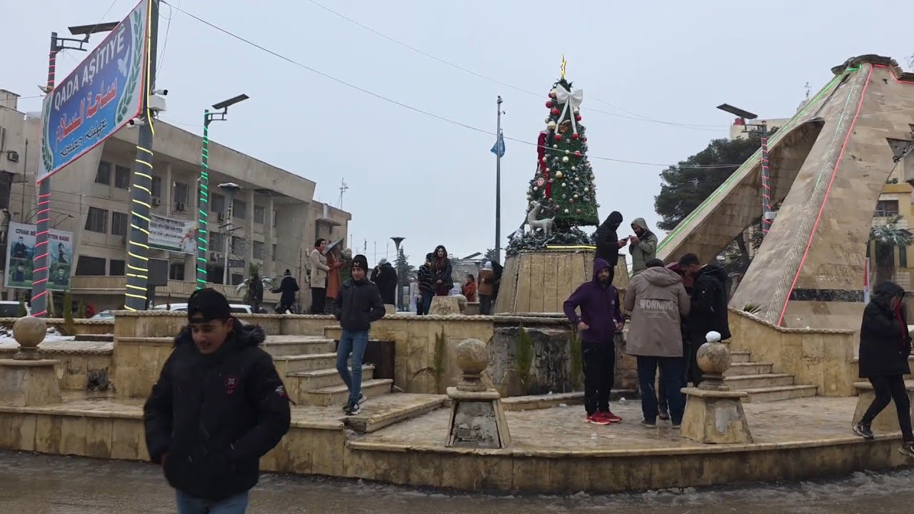 Al-Hasakah city (Syria), winter walk, snowfall in northeastern Syria | 2025