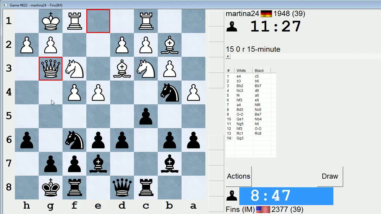 Standard Chess #158: martina24 vs. IM Bartholomew (Sicilian Defense)