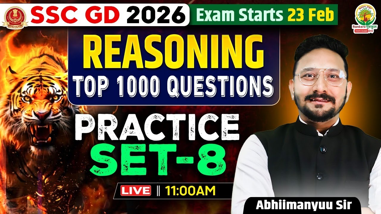 SSC GD 2026 | Reasoning | Top 1000 Questions | Practice Set - 8 | Abhimanyu Sir