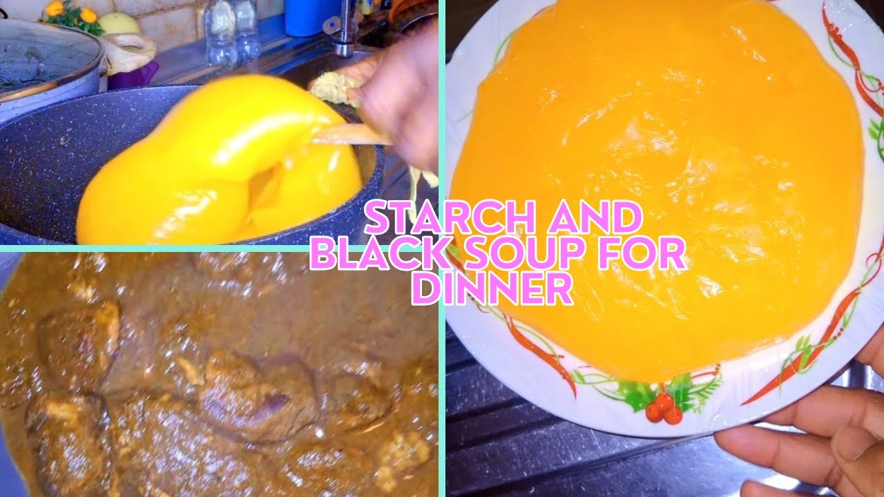 Preparing starch and black soup for dinner