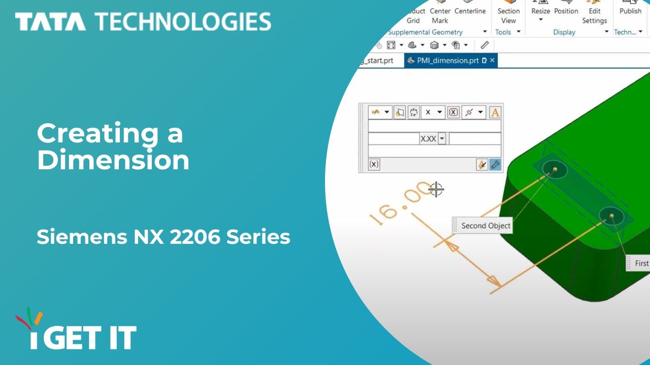 Как создать размер в NX PMI (информация об изделии и производстве) | Siemens NX 2206