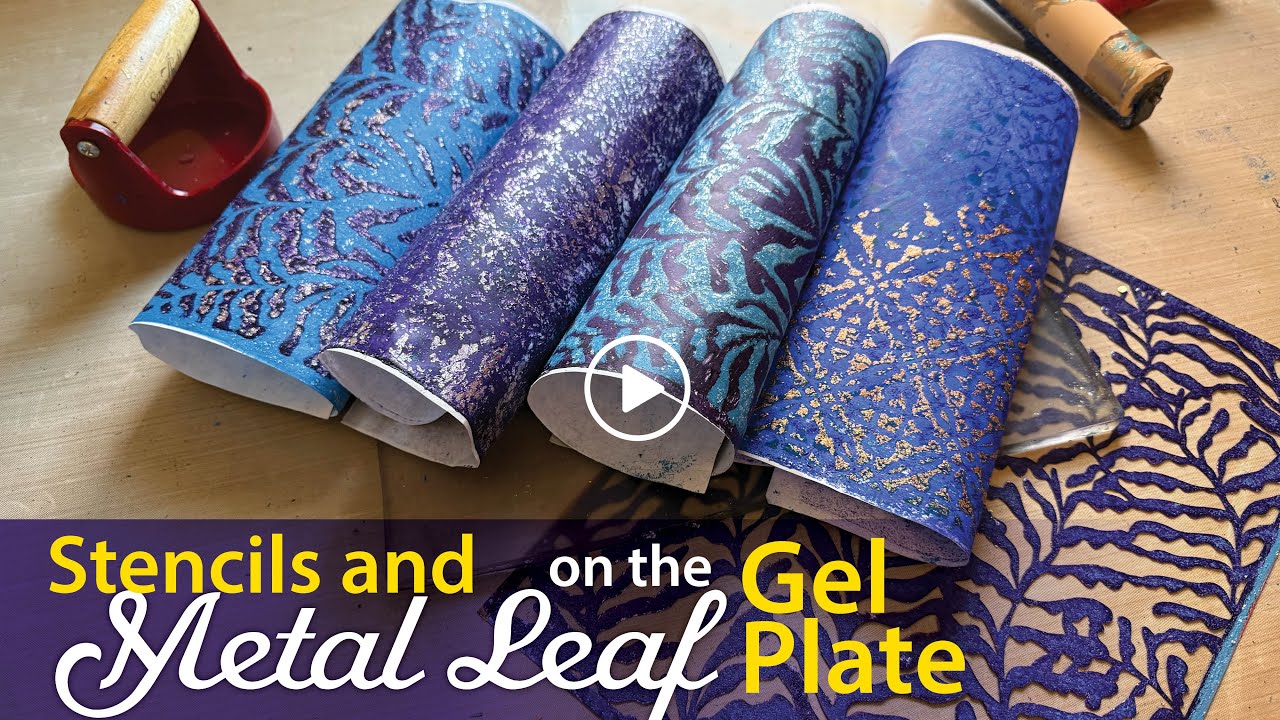 Silver Metal Leaf with Stencils on the Gel Plate–Tutorial Tidbits