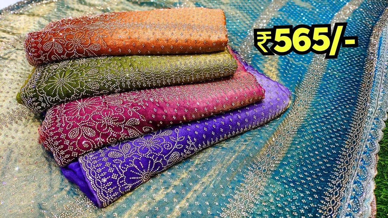 Hyderabad Wedding Sarees ₹565/- 😍 Fancy Sarees | Banarasi Stone Work Sarees