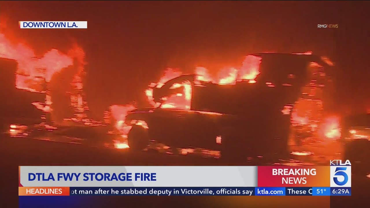 10 Freeway shut down in downtown L.A. due to massive storage fire 