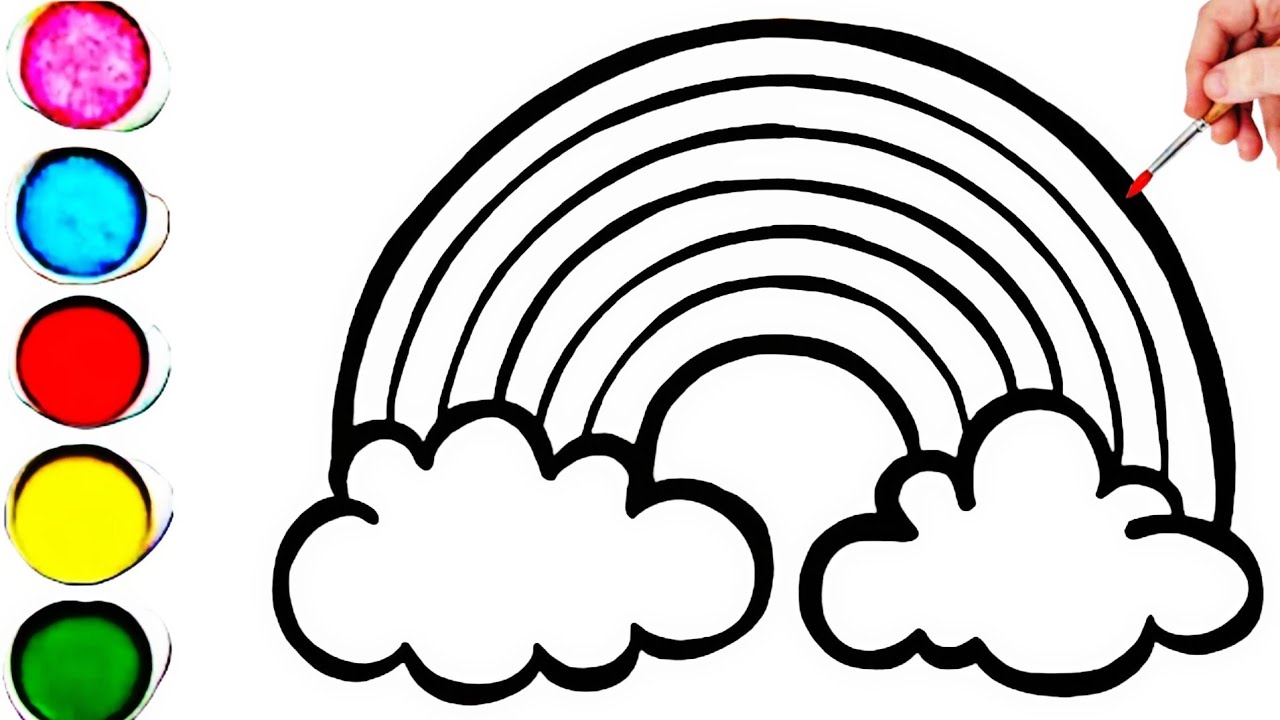 Cute Rainbow Cloud Drawing, Painting & Coloring For Kids and Toddlers_ Kids Art 