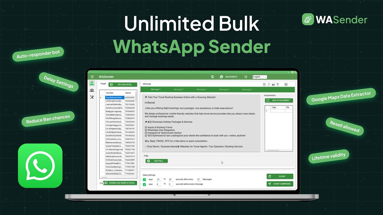 WASender Review & Tutorial: Bulk WhatsApp Sender for Businesses + Unlimited GMaps Data Extractor