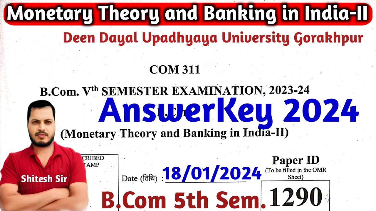 Monetary Theory and Banking in India-2 |AnswerKey 2024 | DDU | B.Com 5th Sem.