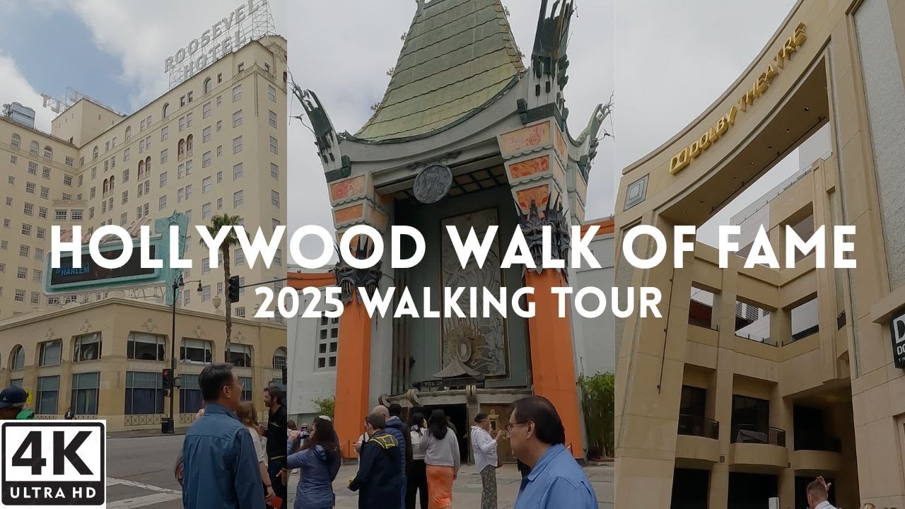 Hollywood Walk of Fame | 2025 Walking Tour in 4K