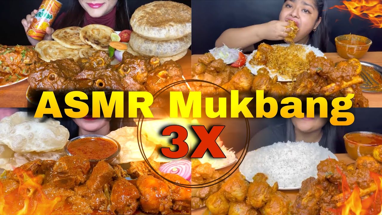 Asmr mukbang eating chicken curry chicken leg piece with rice mutton curry spicy chicken mukbang 😋