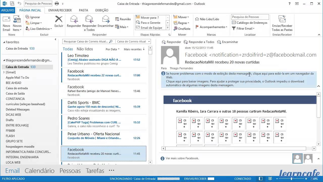 Outlook 2013: Introdu&ccedil;&atilde;o ao uso das ferramentas - www.learncafe.com
