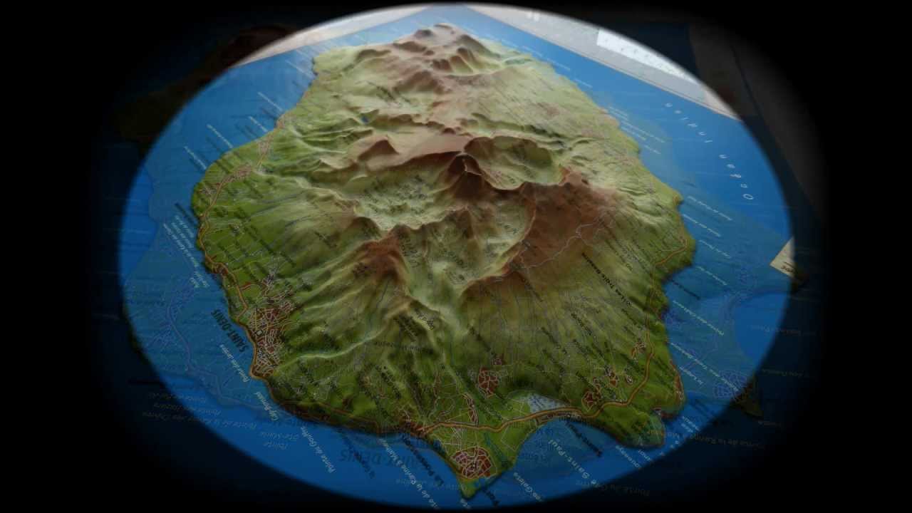 île de la Réunion, carte en relief 3D
