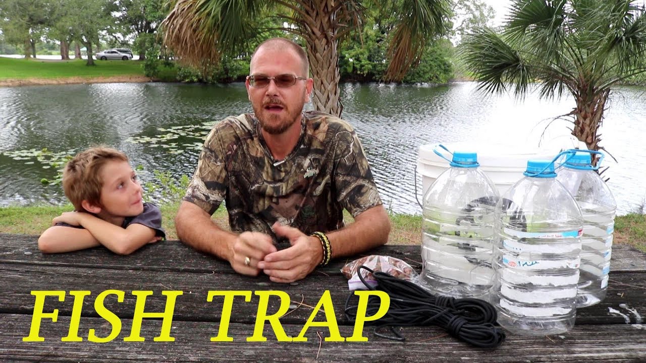 Blind guy making a fish trap using Hawaiian Punch Jugs! Did we get anything??