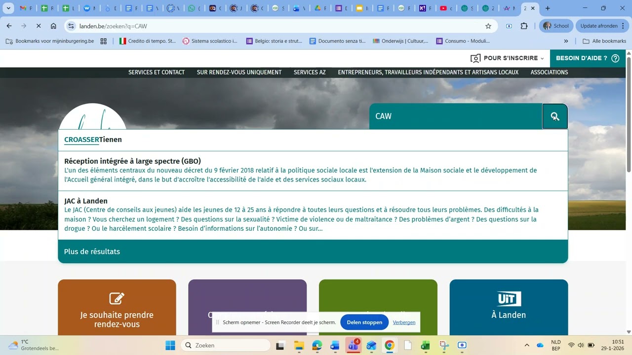 Chercher une adresse du CAW sur le site de ma commune