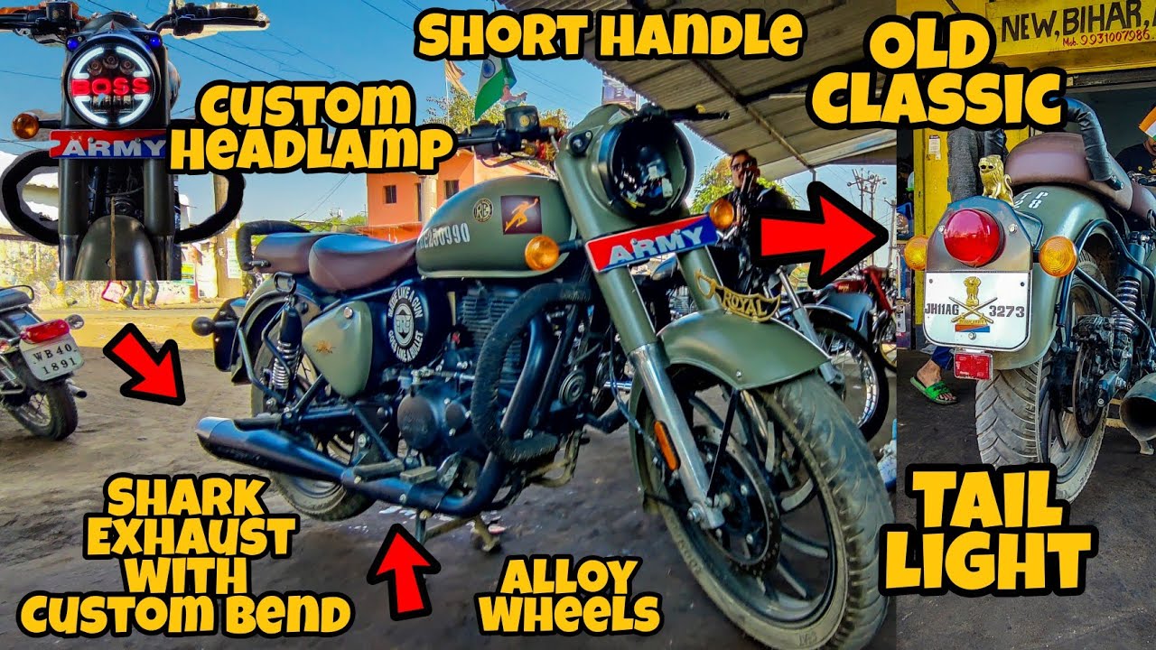 Modified CLASSIC 350 REBORN | Old CLASSIC Handle & Tail Light | Custom HEADLAMP & Shark Exhaust #MxK