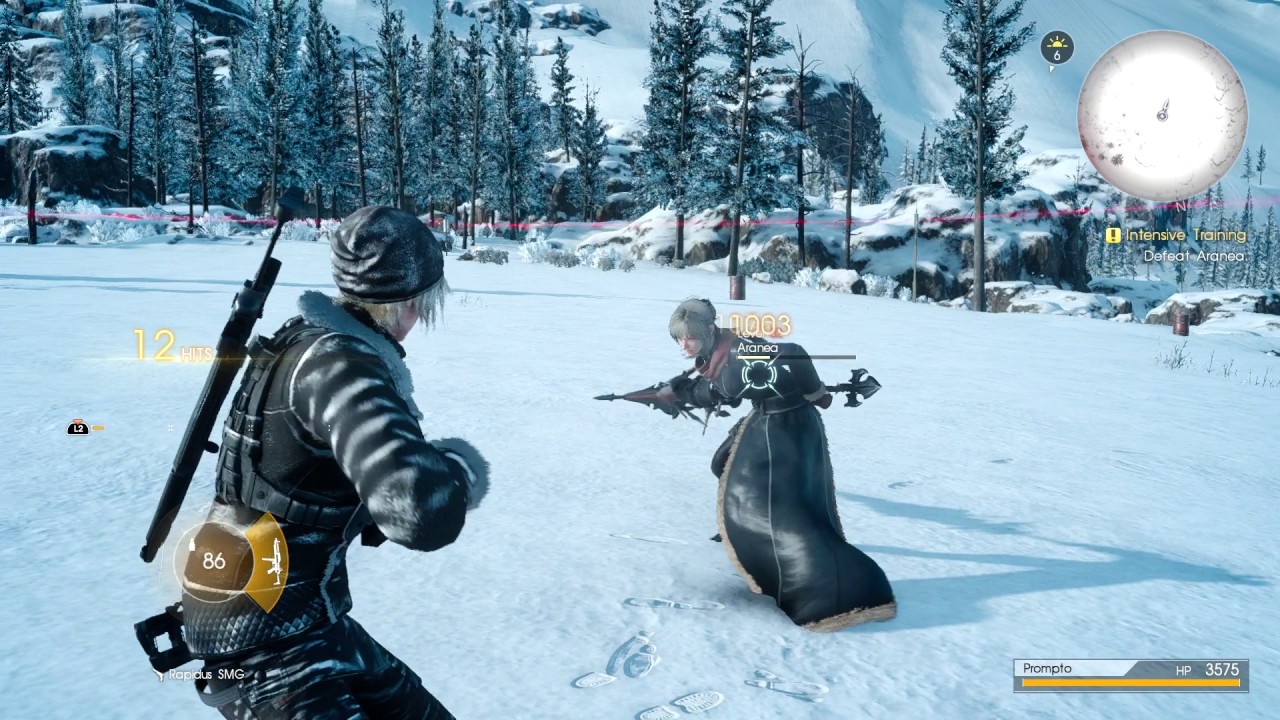 FINAL FANTASY XV - Episode Prompto DLC - Aranea Boss Fight (1080p 60fps) PS4 Pro