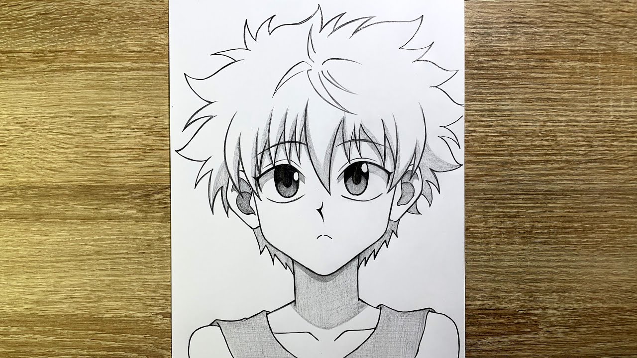 Comment dessiner Kirua de Hunter x Hunter | Tutoriel dessin anime facile débutant | Dessin d'anime