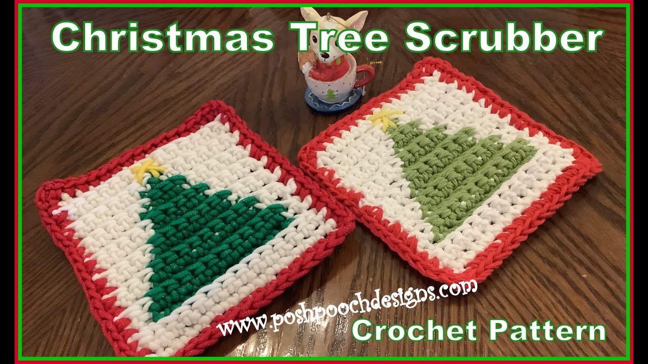 Learn To Crochet The Christmas Tree Scrubber And Washcloth Crochet Pattern #Crochet  #christmas