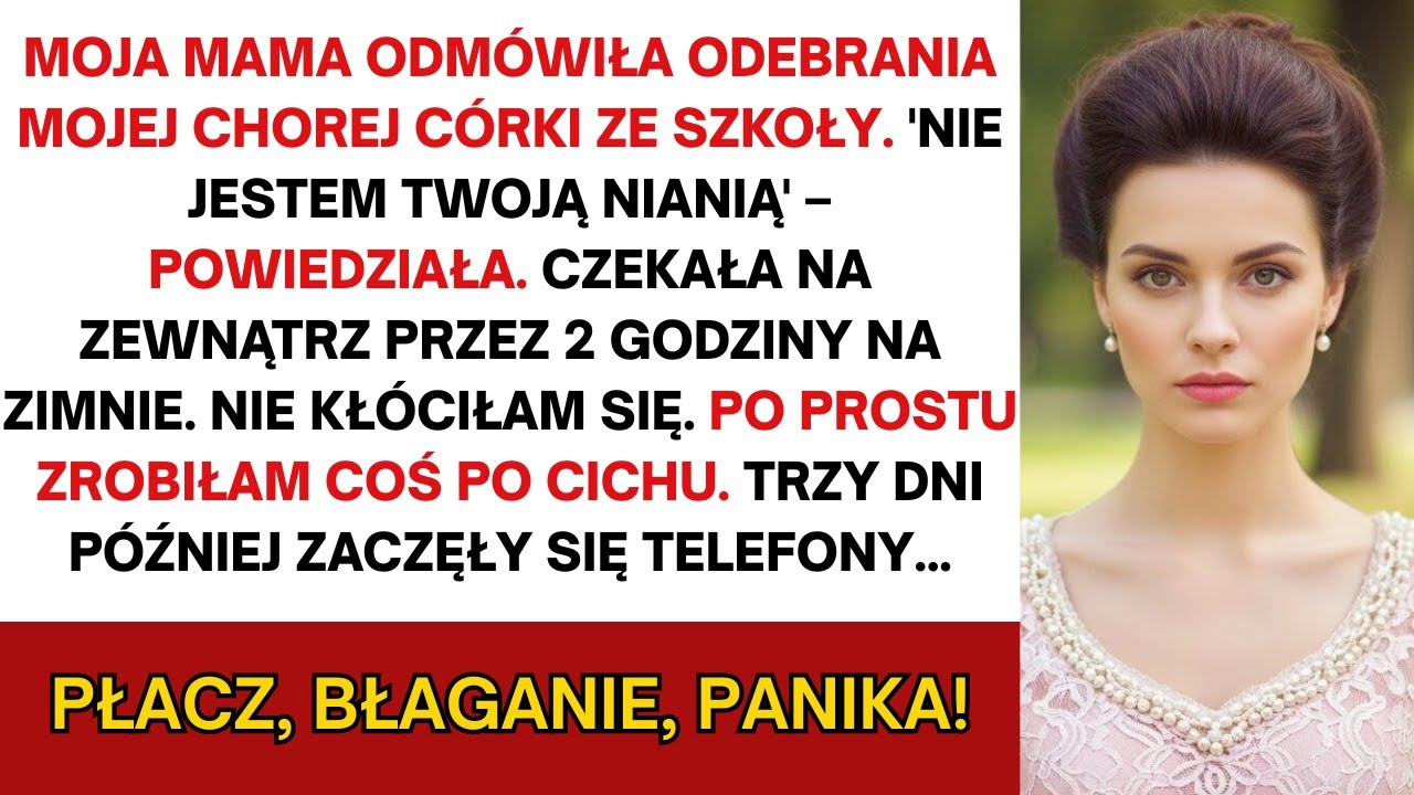 Moja mama odmówiła odbioru mojej chorej córki ze szkoły. „Nie jestem twoją nianią”, rzekła. Potem...