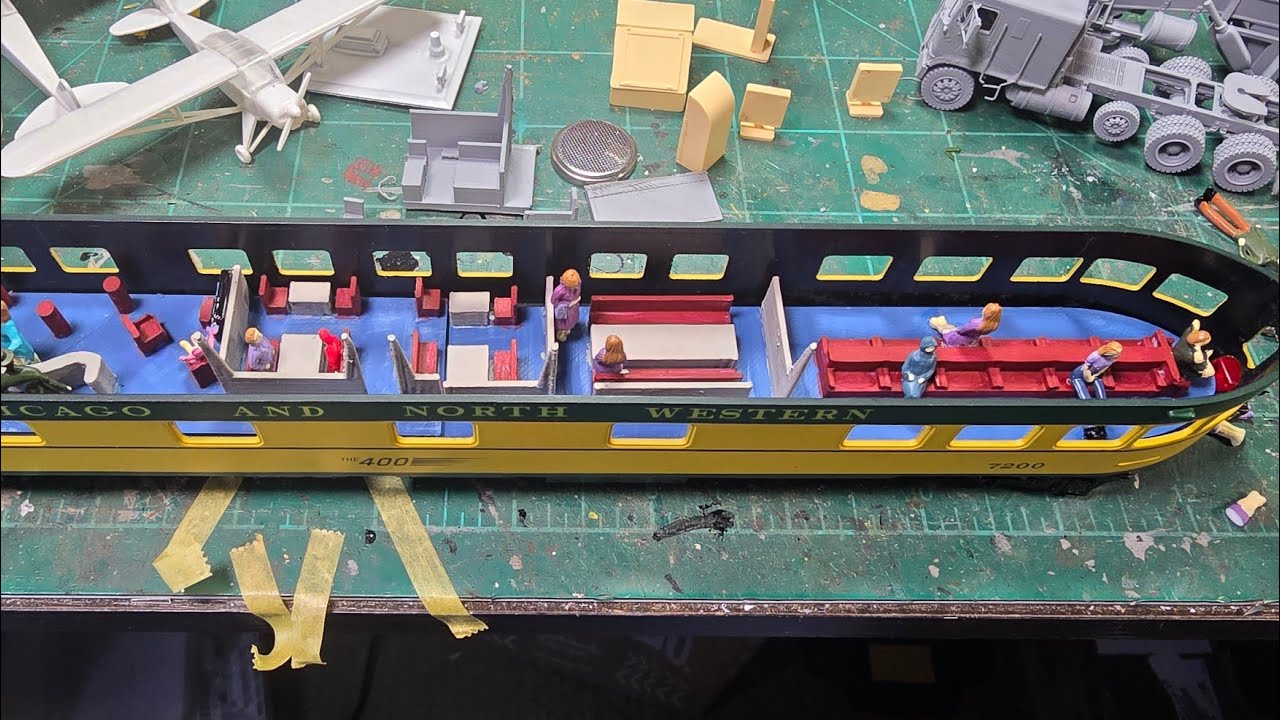 HO Scale Lounge Observation Passenger Car Custom Interior