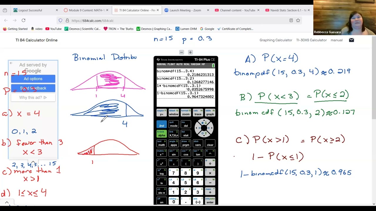 Navidi Stats: Section 6.2 - Calculating Binomial Probabilities with a TI-84