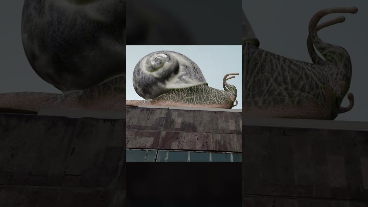 A giant snail in Chernobyl, on the roof of an abandoned building