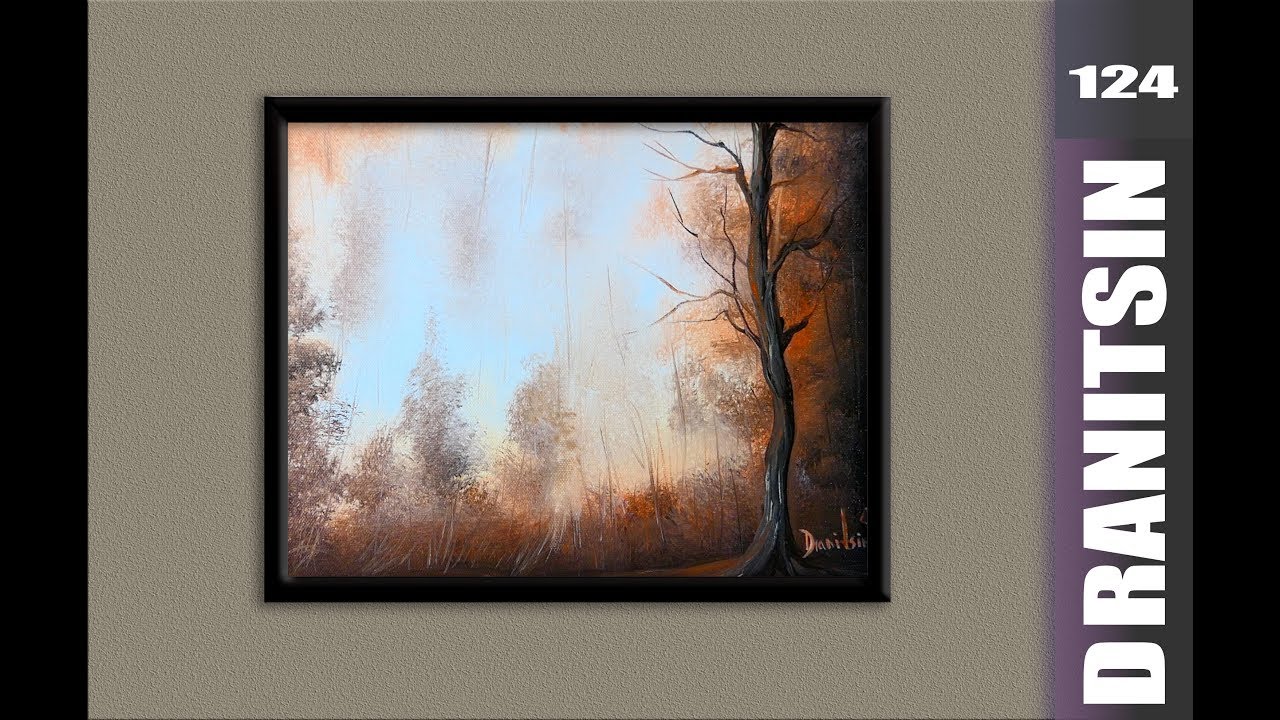 How to paint a Rising Fog, simple acrylic landscape painting using oval brush and 4 colors