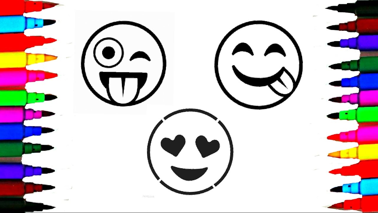 How To Draw and Color Emoji l Emoji Faces Coloring Pages Videos For Kids l Learn Colors
