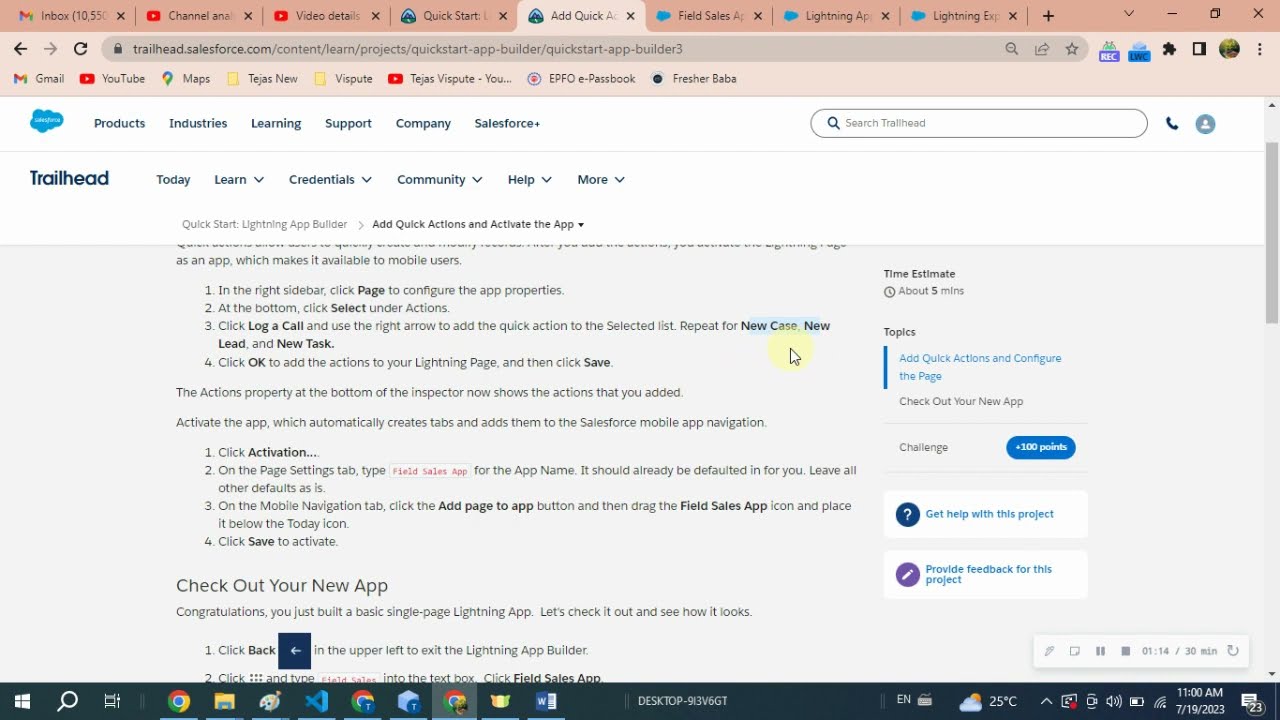 Add Quick Actions and Activate the App | Quick Start: Lightning App Builder