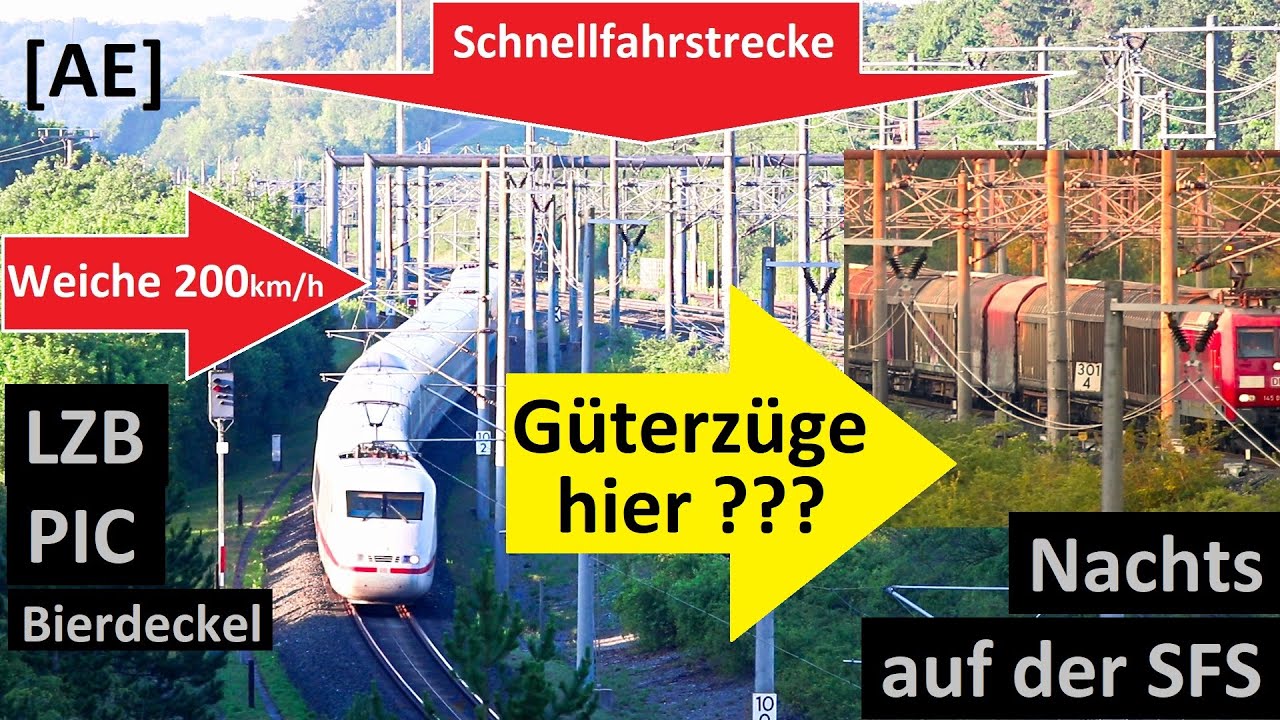 Eine Nacht an der Schnellfahrstrecke (Rohrbach Bbf) mit ICE & schnellen G&uuml;terz&uuml;gen - Alex E AE #344
