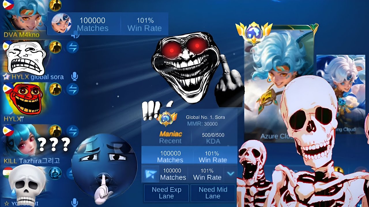 100000 MATCHES SORA + 101% WINRATE? 💀| TOP 1 GLOBAL SORA| 