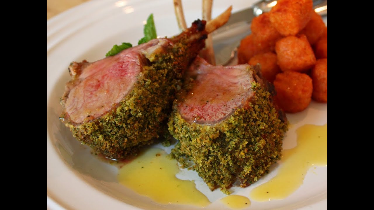 Mint-Crusted Rack of Lamb Recipe - Easter Special! Mint Crust Rack of Lamb with Honey Vinaigrette