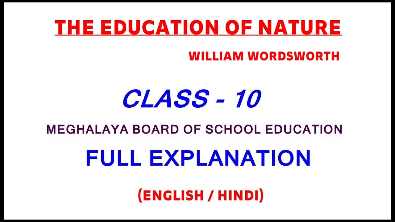 The Education of Nature || William Wordsworth || Three Years She Grew || Full Explanation ||
