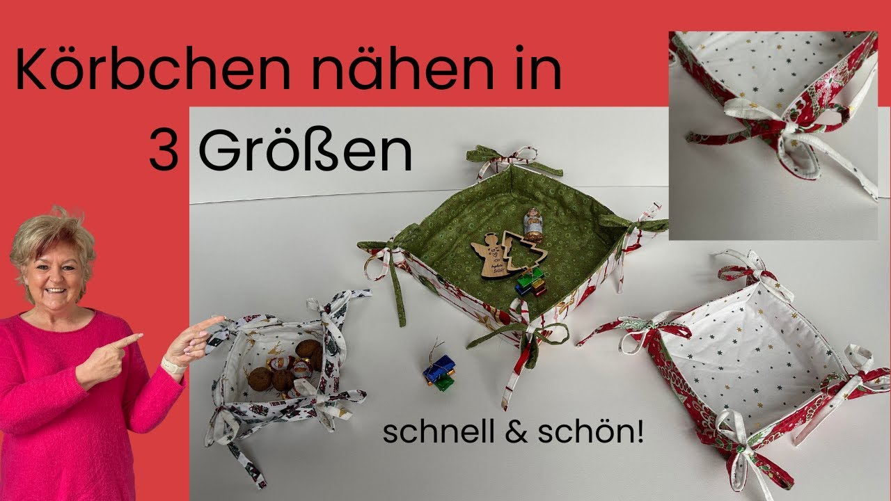 Stoffkörbchen als Geschenkverpackung in 3 Größen nähen. DIY für Anfänger