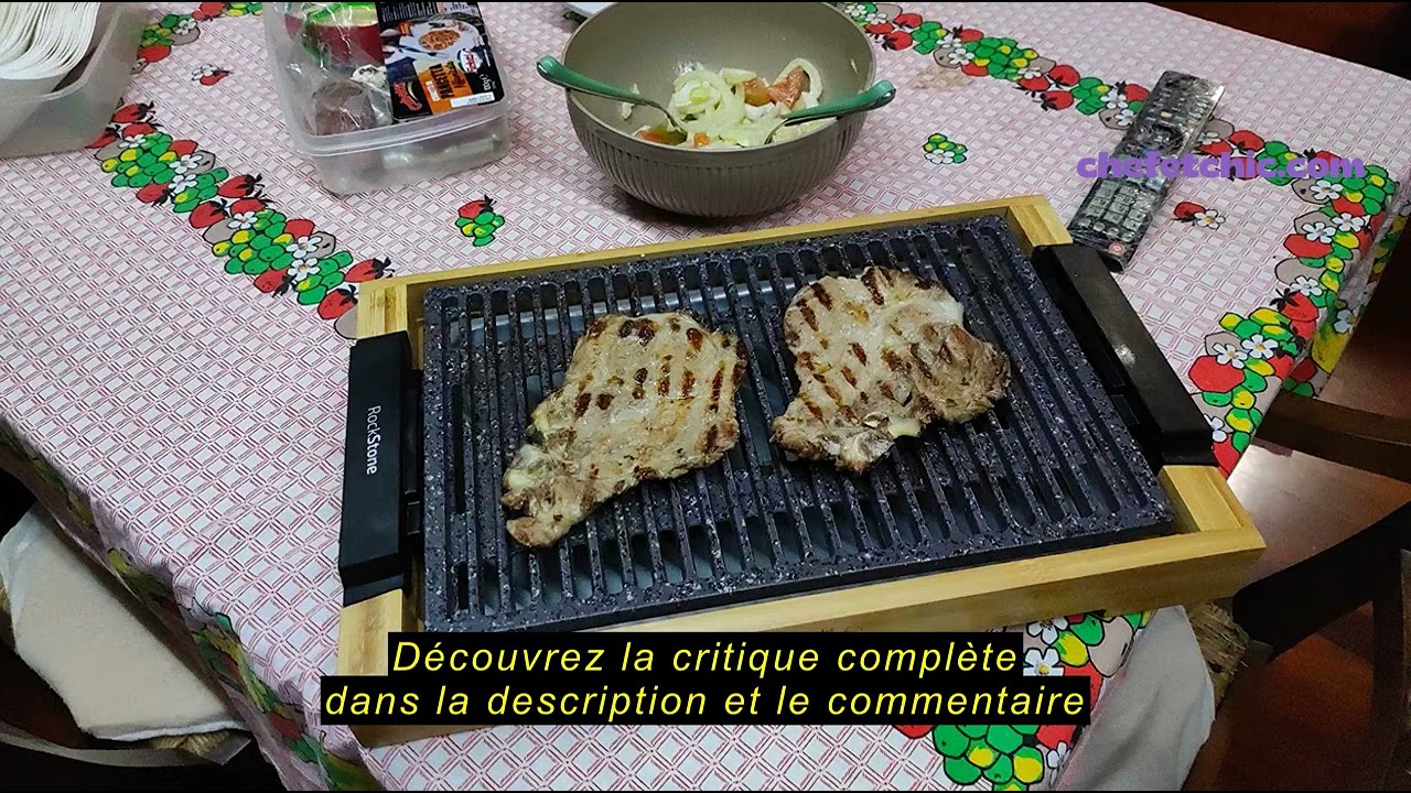 Avis sur la Cecotec Plancha électrique Tasty&Grill LineStone. Puissance 2 000 W, structure en bambou