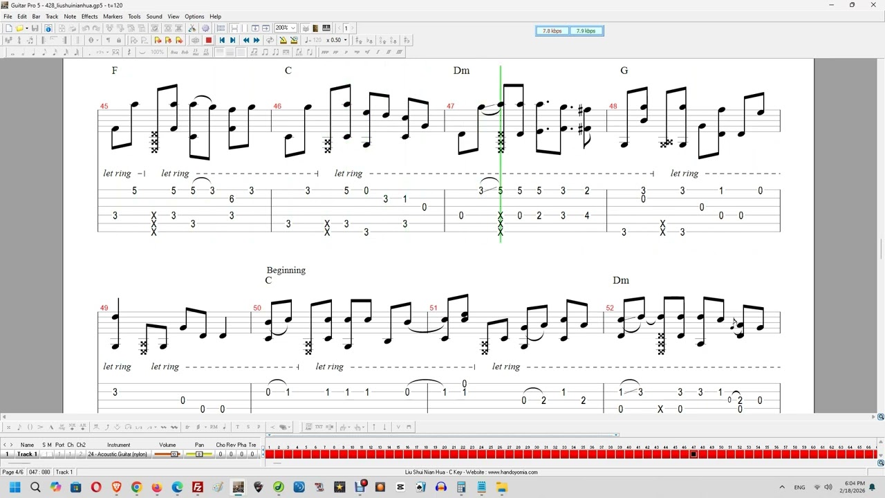 No.428 - GuitarTAB - 流水年华 Liu Shui Nian Hua - Feng Fei Fei 凤飞飞 - 吉他谱