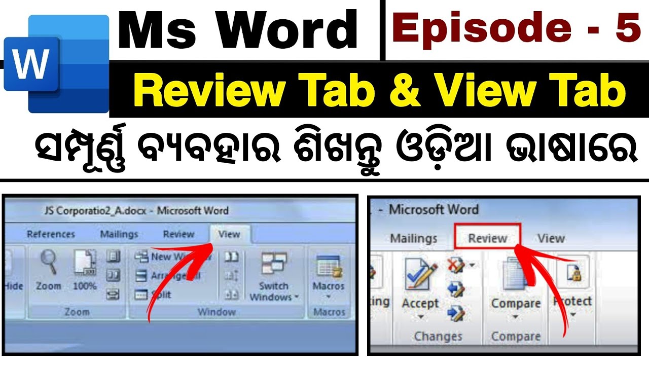 Ms Word Review Tab & View tab full tutorial in odia | Ms Word Odia Tutorial | Episode - 5