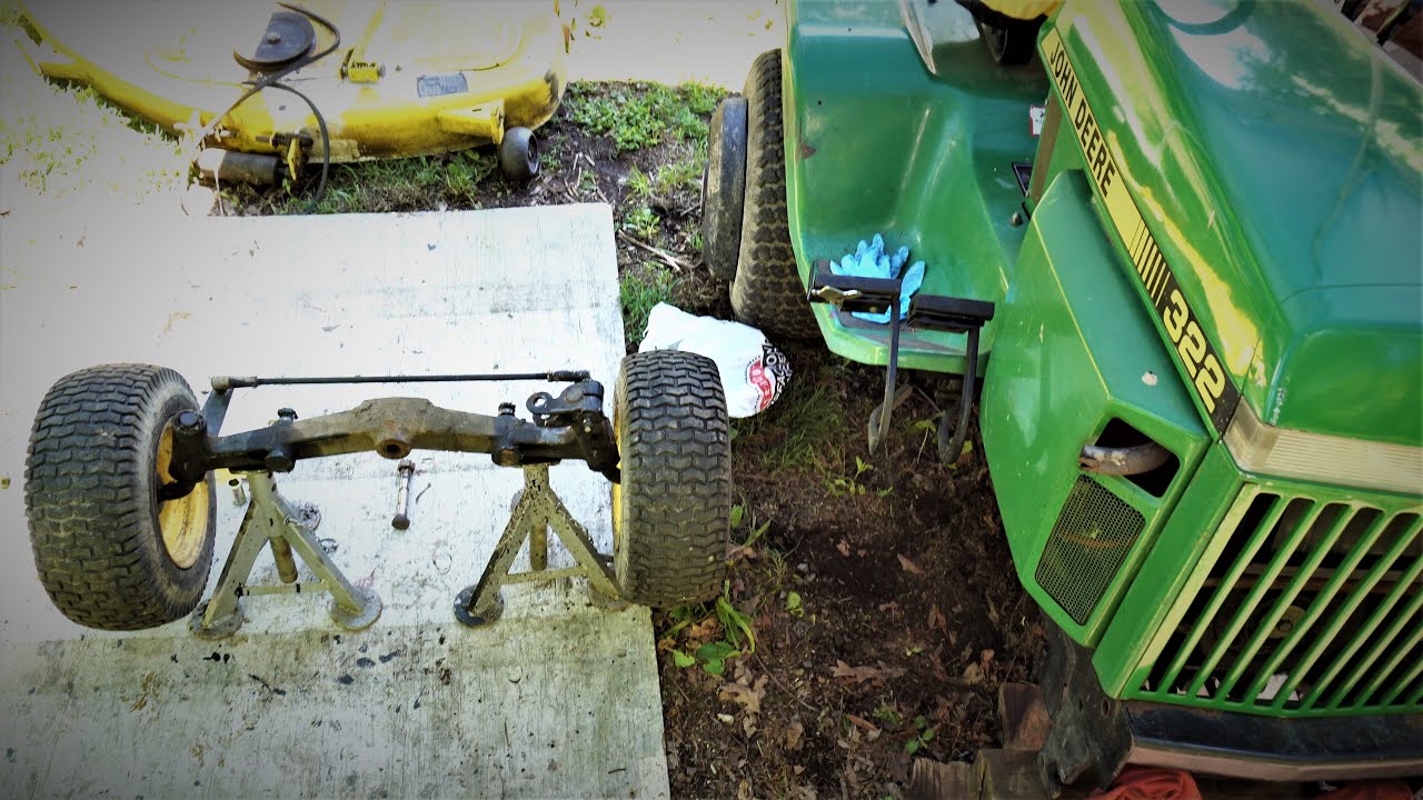John Deere 318 322 Front Axle - main bolt, bushing, spacers, straps,  wandering steering adjustment