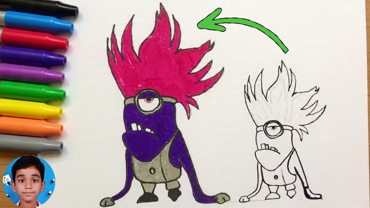 How to Draw Crazy Purple Minion Step by Step 💜 | Easy Drawing for Kids